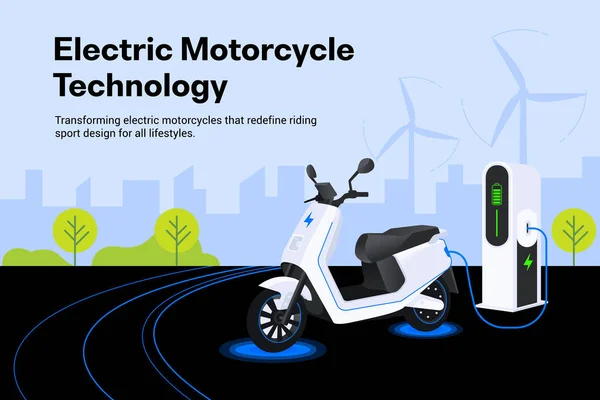 Electric vehicles charging concept showing an electric boda boda on a charging station.