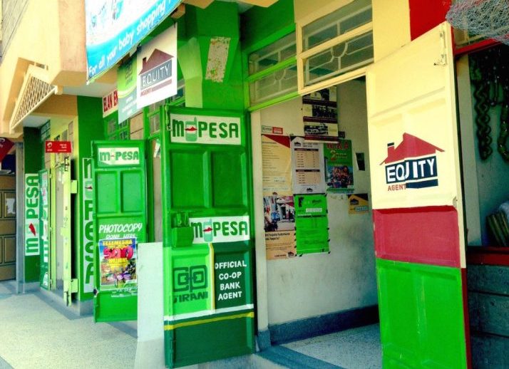 Mpesa shops on a busy street