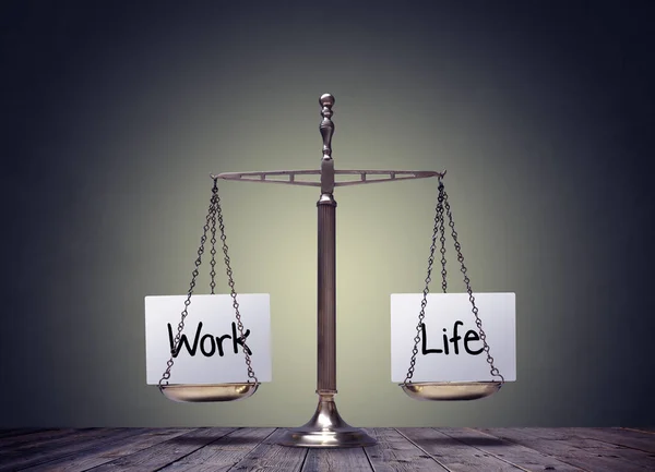 Work-Life Balance Balance work and personal life, like a career or family relationship. scales on which life and work.